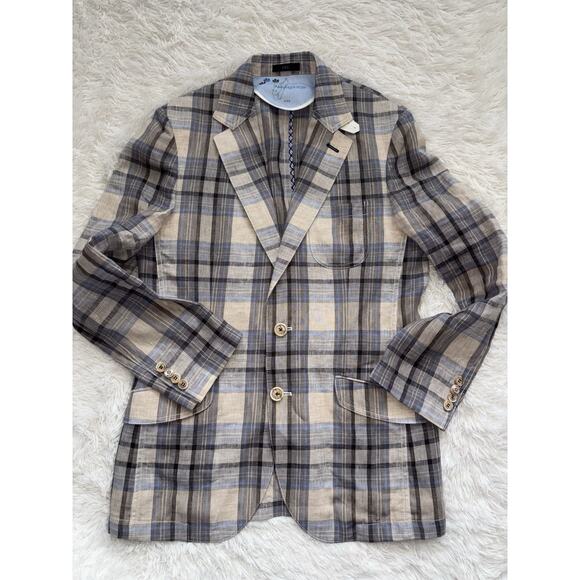 Sieg Madagascar men's sz. S plaid blazer. New w/out tags. Fabulous item - Picture 2 of 8